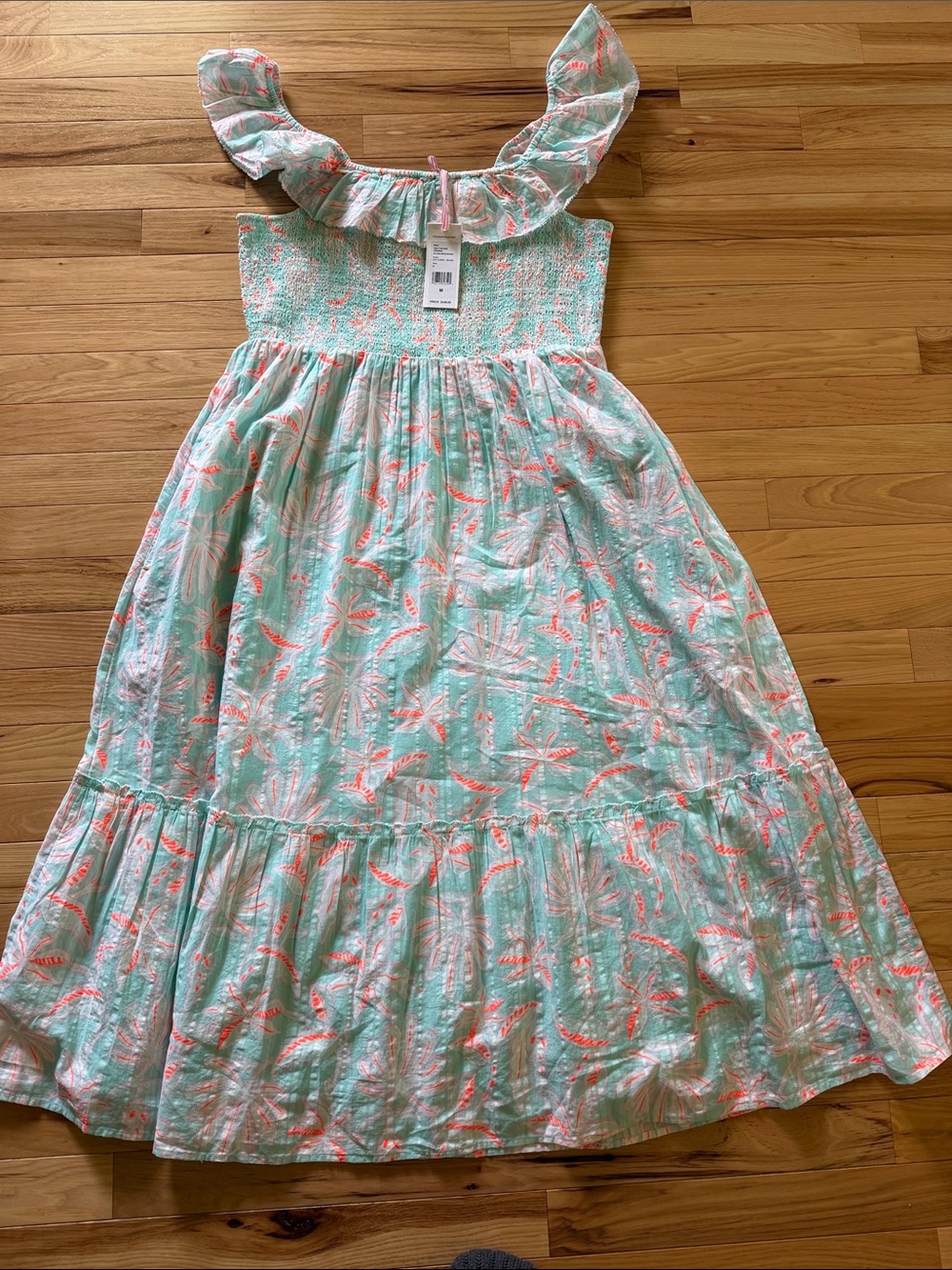 Vineyard Vines Mint Green Maxi Dress with Coral Floral Print